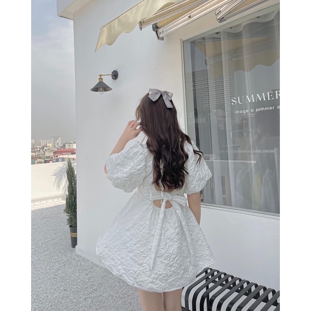 Set gấm nơ lưng hoạ tiết nổi Jna Official