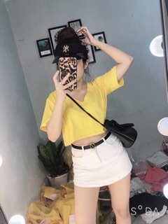 ÁO THUN GIẤY CROPTOP CỔ TIM TRƠN