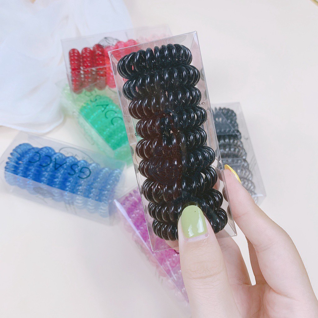Set 9 cột tóc lò xo co giãn màu gradient xinh xắn cho nữ