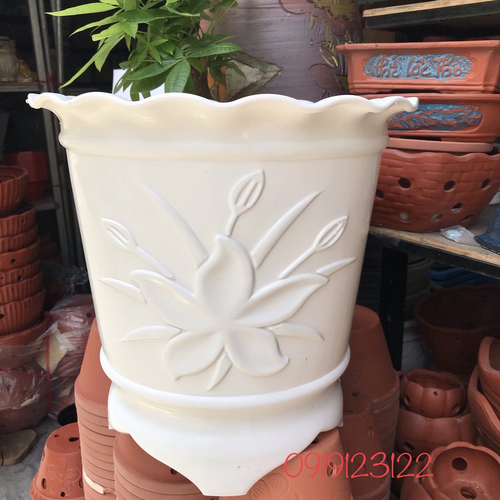 Chậu Nhựa Trồng Cây giả sứ 3 chân đẹp