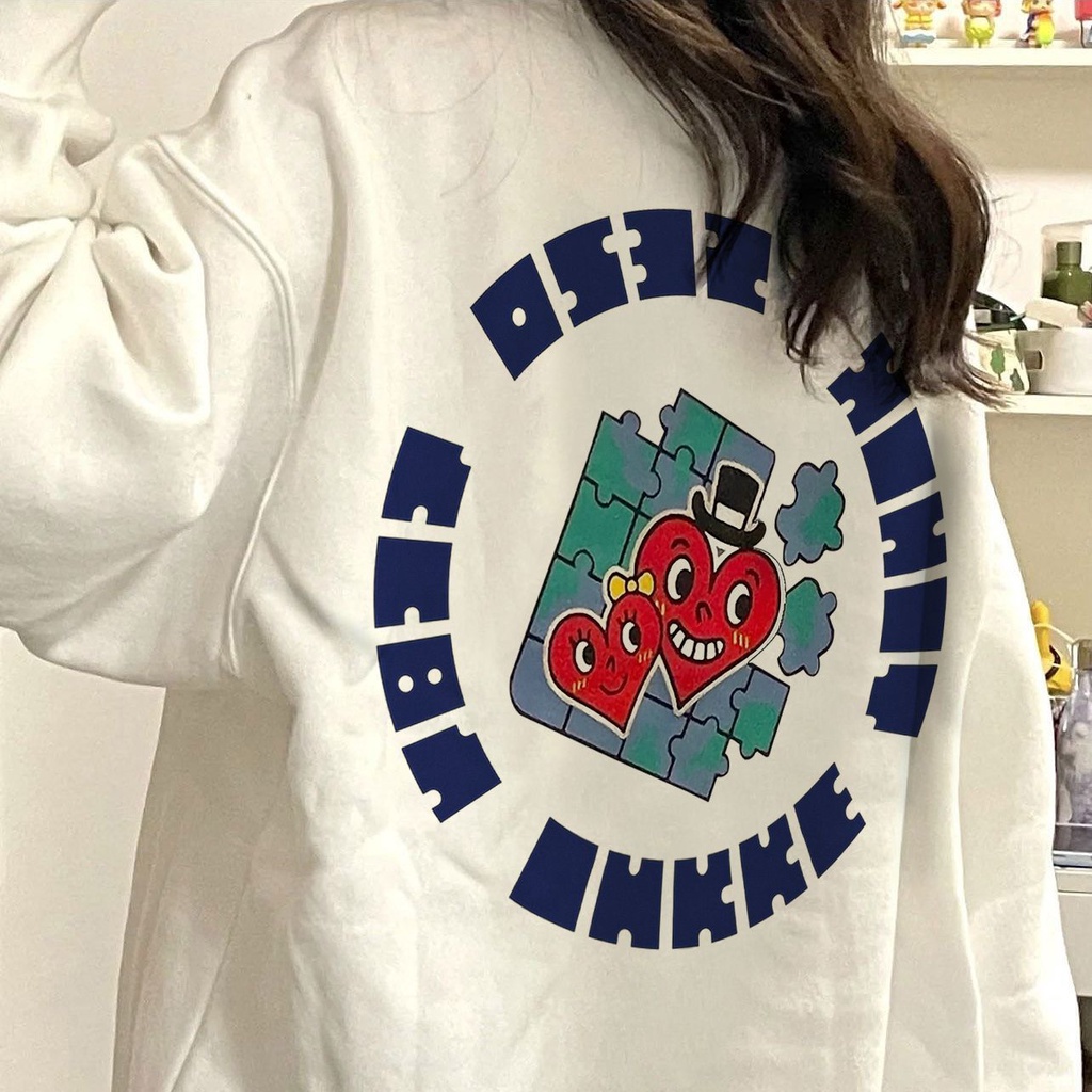 Áo Hoodie Màu Trơn Tay Dài Dáng Rộng Thời Trang Mùa Đông Phong Cách Hàn Quốc Cho Nữ