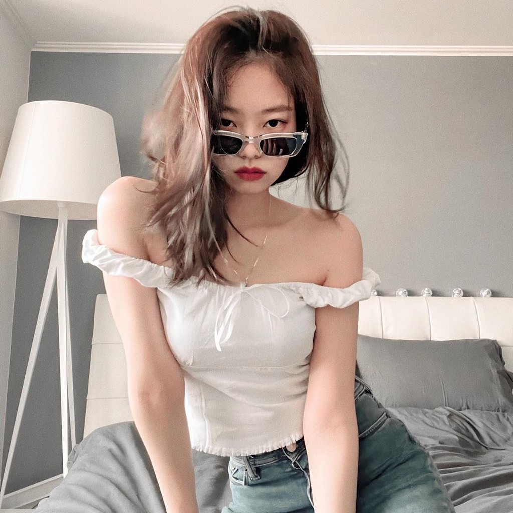 Kính Mắt Jennie Thời trang Hàn Quốc Hot Trend Mắt Mèo Chống Chói Chống Lóa Chống UV Siêu Rẻ Black Pink jeny