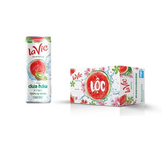 Thùng 24 Lon Nước giải khát có gas LaVie Sparkling hương dưa hấu