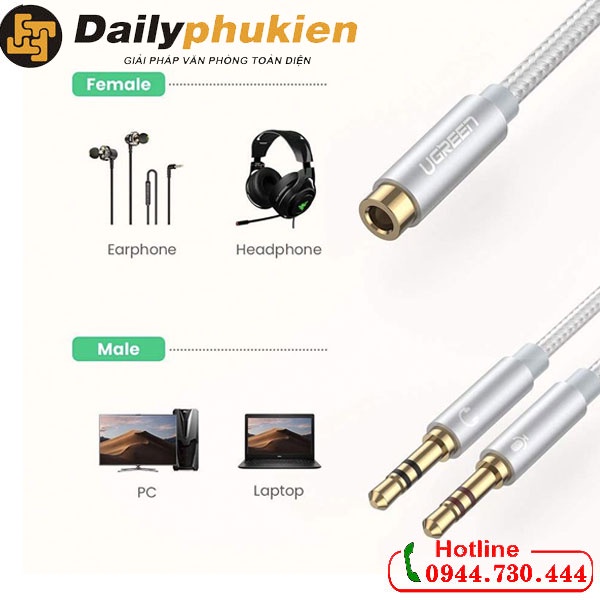 Cáp chia tai nghe điện thoại UGREEN 10790 dailyphukien