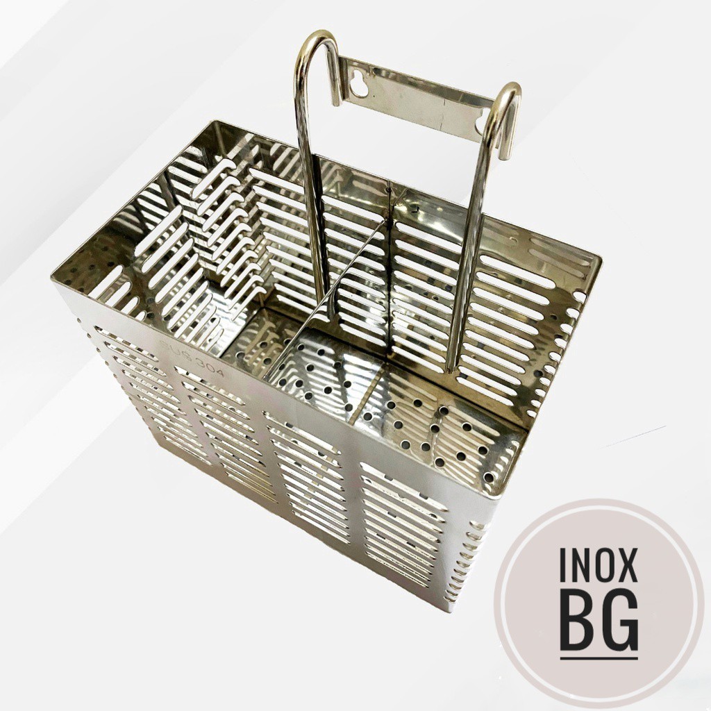 [INOX304] Ống đựng đũa inox - Ống đựng đũa muỗng vuông 1 ngăn hình táo inox cao cấp 304