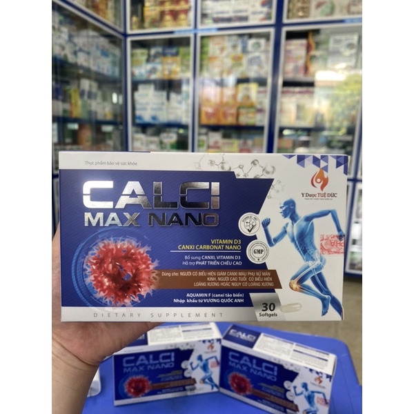 Calci Max NaNo bổ sung canxi, vitamin D3, hỗ trợ phát triển chiều cao, giảm tê bì, chuột rút, đau mỏ