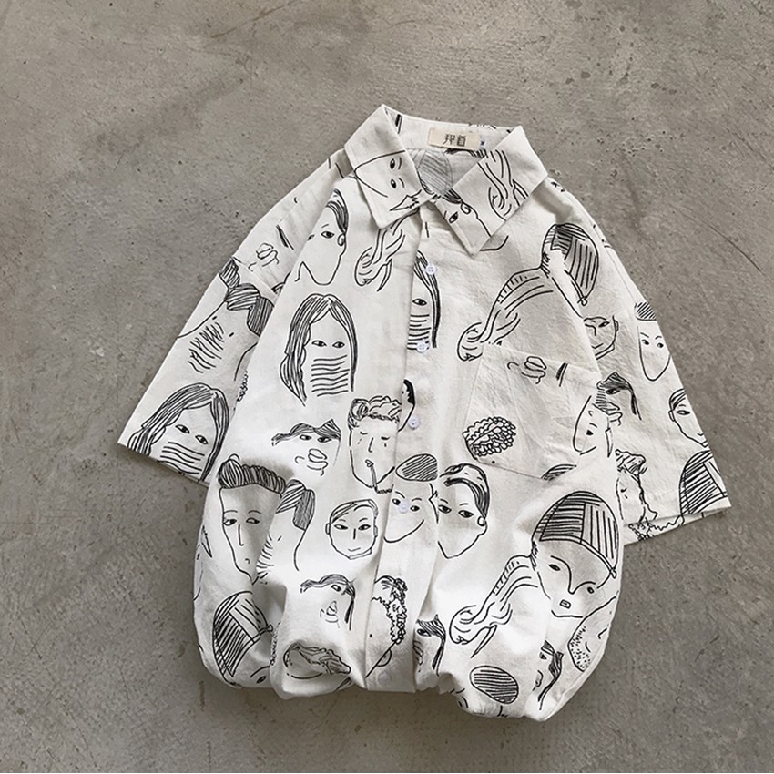 Combo Áo Sơ Mi Ngắn Tay Hoạ Tiết Mặt Người Kết Hợp Quần Tây Âu Chinos Dáng Baggy ZENKODLMEN SOMI 37 + JOGGER 63 | BigBuy360 - bigbuy360.vn