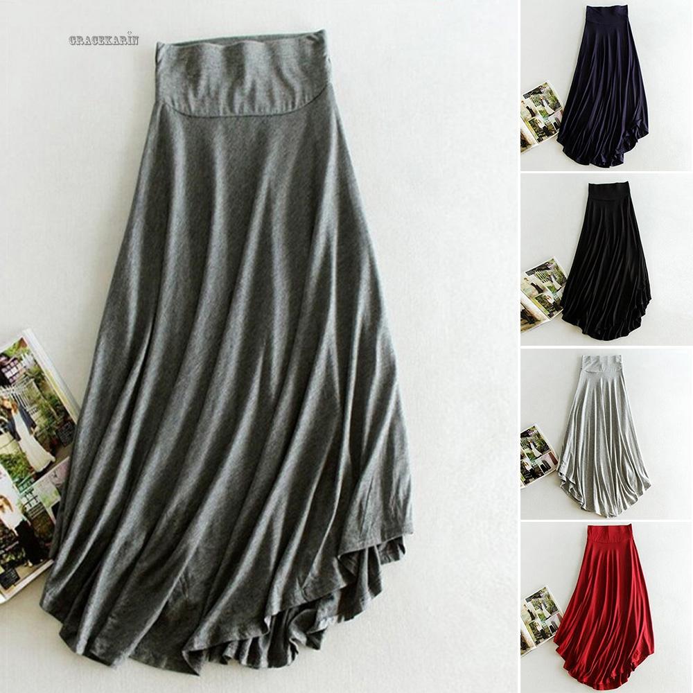 Chân váy maxi vải modal màu trơn dáng rộng 5 màu thời trang cho nữ