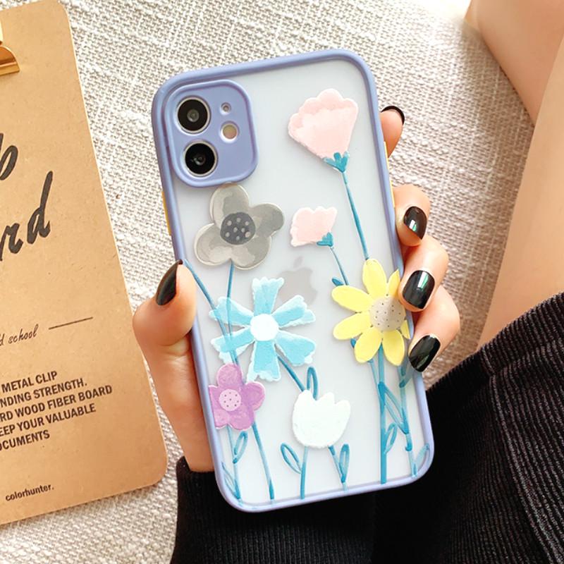 Ốp điện thoại TPU mềm bảo vệ camera họa tiết tranh dầu hình hoa cúc 3D cho IPhone 12 11 Pro Max X Xs Max XR6 8 7 Plus SE | BigBuy360 - bigbuy360.vn