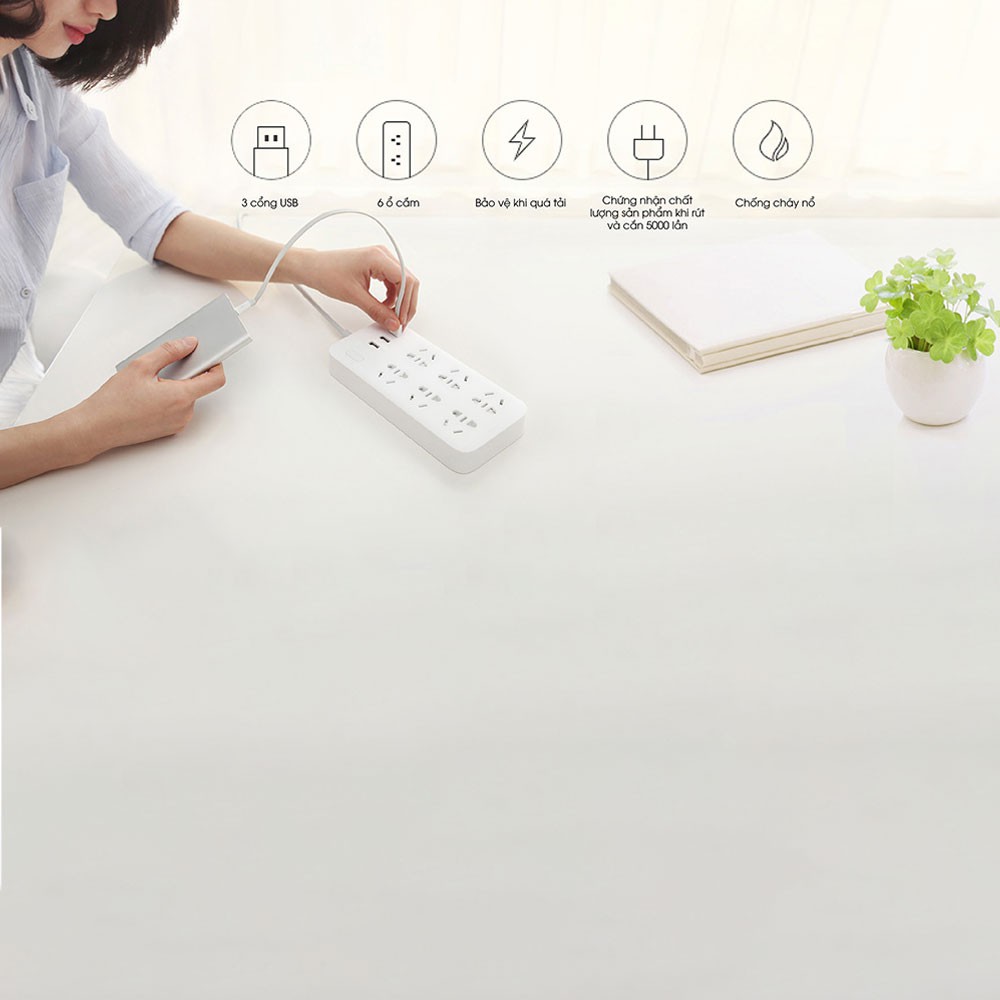 Ổ cắm 6 cổng Xiaomi Power Strip CXB6-1QM - Bảo Hành 1 Tháng - Shop Điện Máy Center