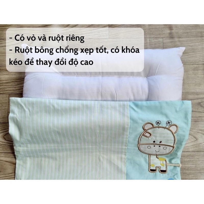 Gối trẻ em cho bé 2-10 tuổi, vỏ gối cotton 100% hàng loại 1 in hình họa tiết dễ thương