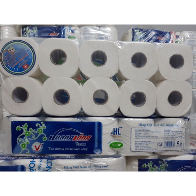 LỐC 10 CUỘN VỆ SINH CAO CẤP HOÀNG LONG 3 LỚP 800gr