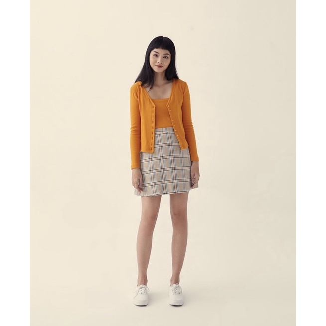 Set áo khoác len cardigan kèm áo 2 dây màu cam hàng thiết kế cao cấp siêu đẹp