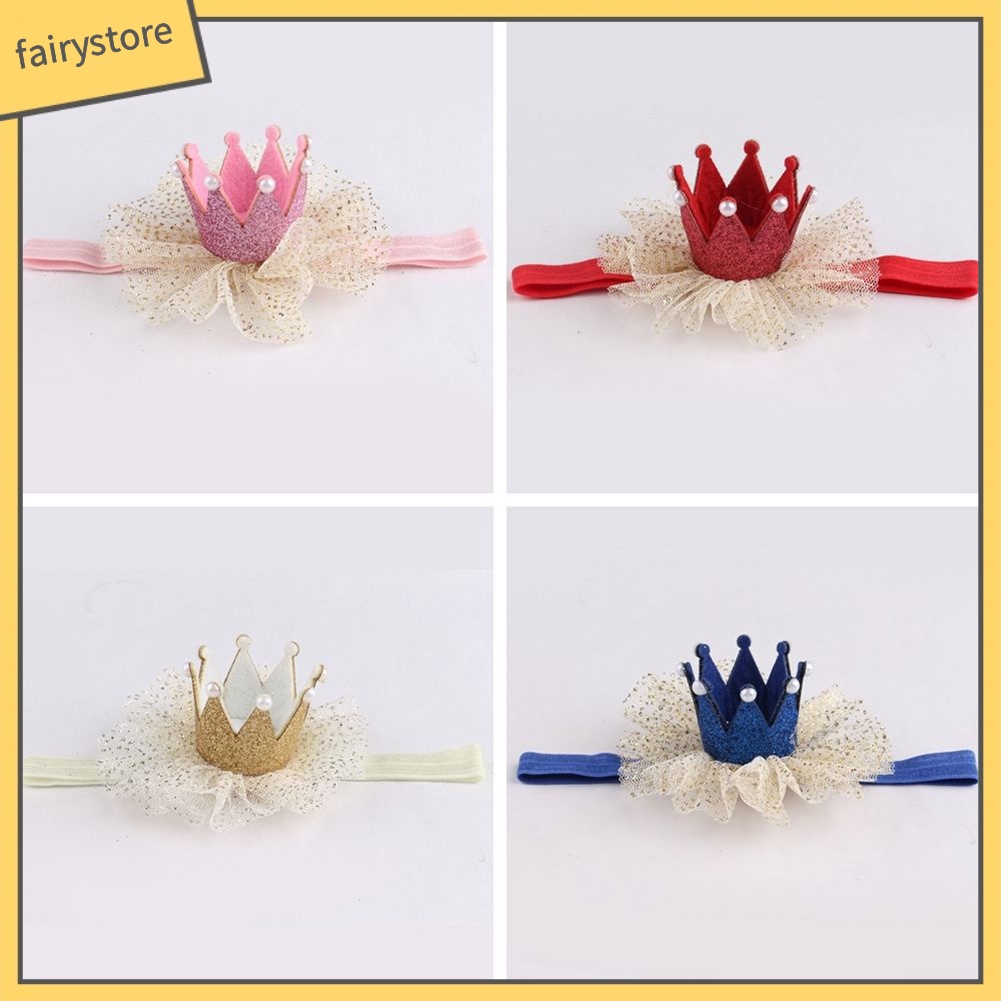 Băng Đô Vương Miện Phối Ren Đáng Yêu Cho Bé Gái