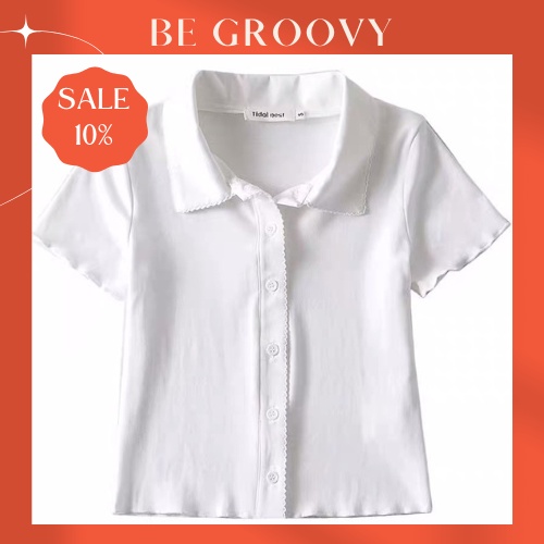 Áo Croptop Polo Nữ Có Cổ Trắng - Polo Croptop