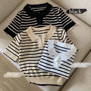 Áo polo croptop cổ v len