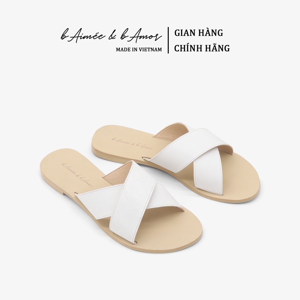 Dép nữ đế bệt Cross Strap Flat đi biển quai chéo mũi tròn thời trang bAimée & bAmor - MS1778