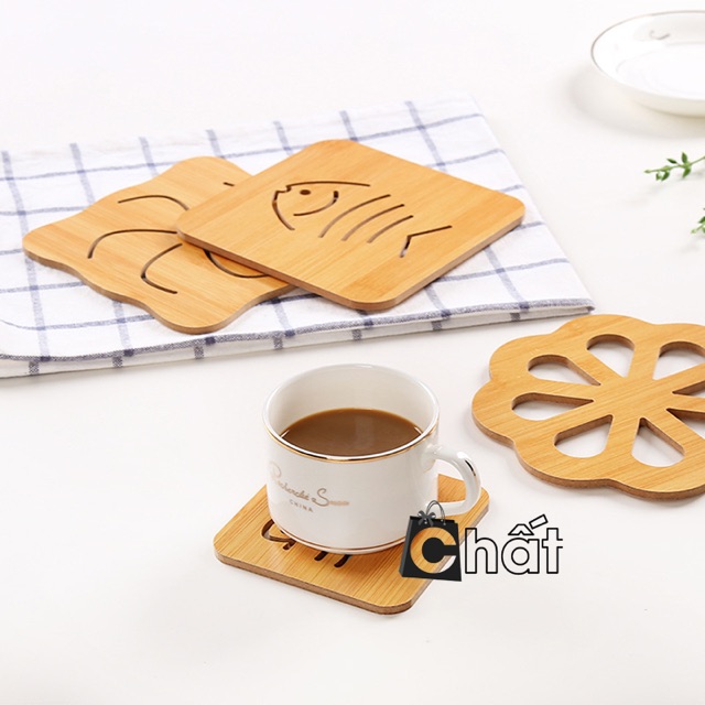 Combo 3 miếng lót nồi bằng gỗ đáng yêu Hình Ngẫu Nhiên