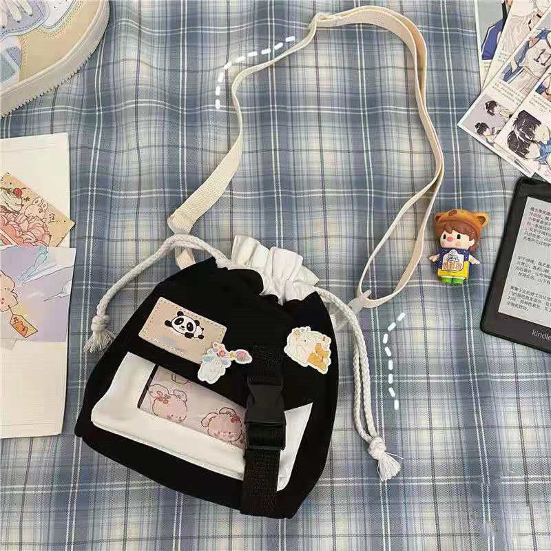 Túi đeo chéo vai bằng vải Canvas phong cách Hàn Quốc mới cho nữ