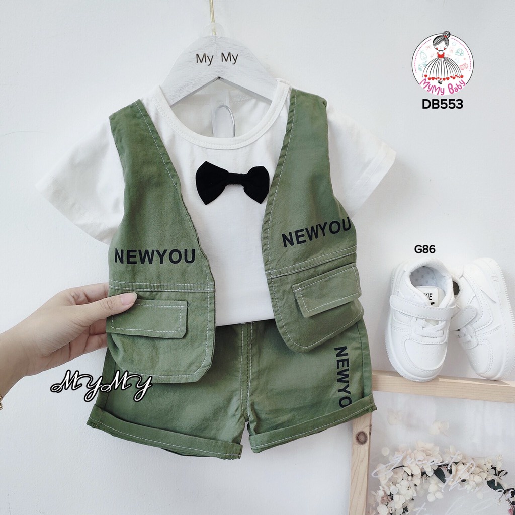 Đồ bộ xanh lam New You phối nơ kiểu dáng công tử cho bé trai