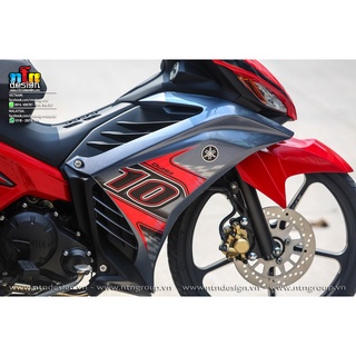 Tem Rời Dán Xe Exciter 135 Mẫu Zin Số 10 Xám Đen Đỏ Cực Chất, Hàng 3 Lớp Chất Lượng Cao
