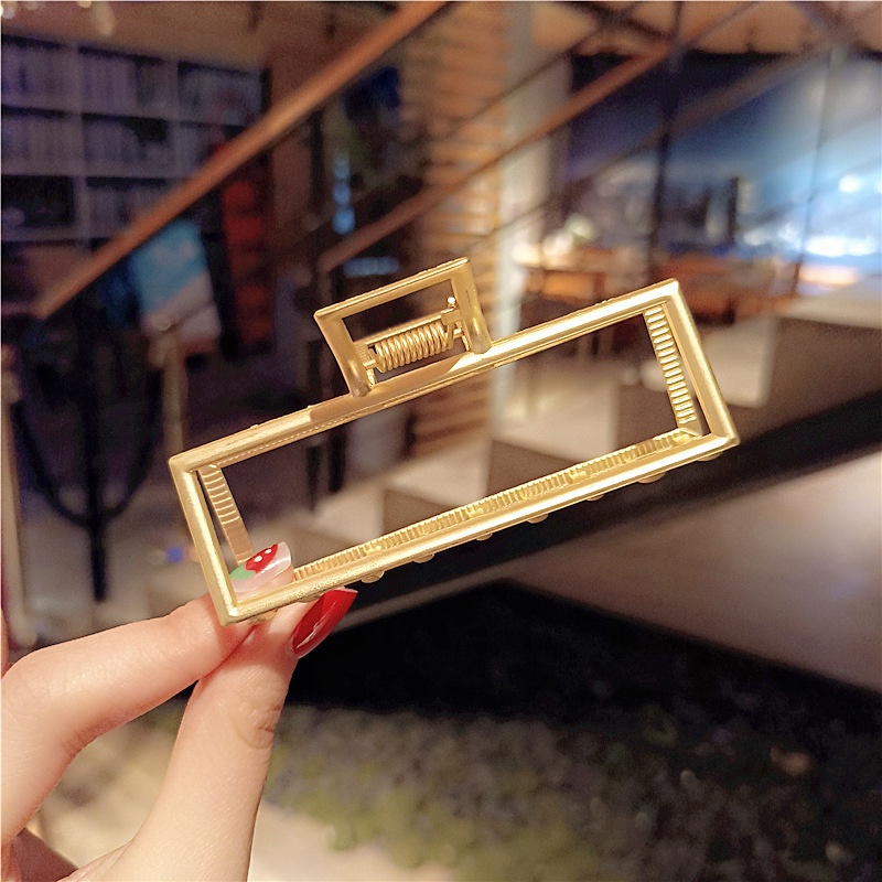 Kẹp tóc Shiny B&amp;S hình học đơn giản màu vàng mờ thời trang Hàn Quốc cho nữ