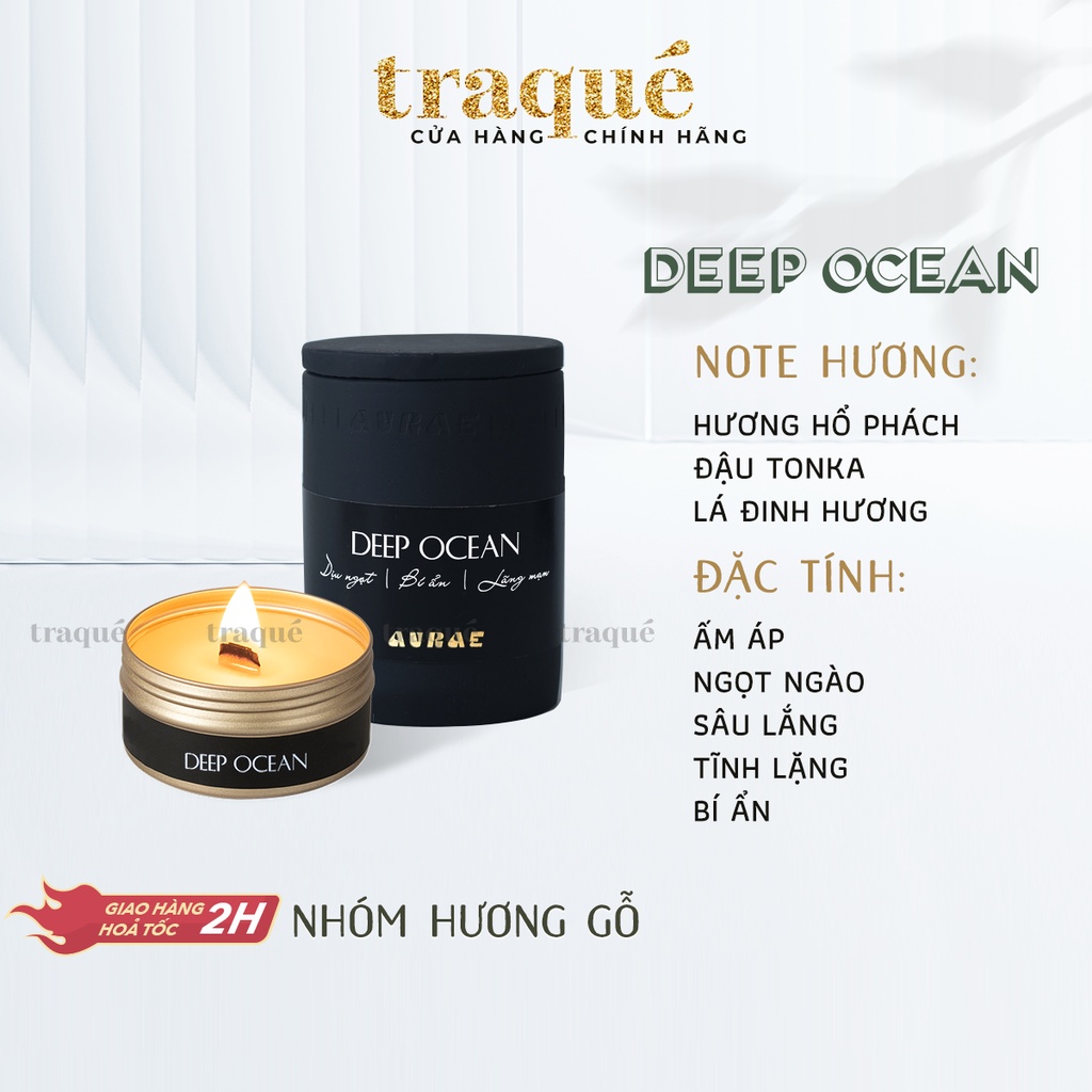 [Deep Ocean - Có thể refill - quà tặng kèm khi mua size 150g] Nến thơm tinh dầu Aurae - dòng Signature - SX tại VN