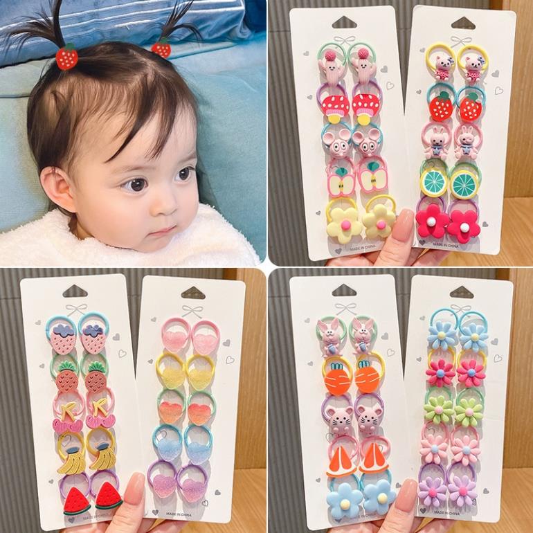 Dây buộc tóc KOGANO dây chun buộc tóc set 10 buộc nỉ hoa quả Hàn Quốc cho bé gái, bạn nữ FAH-001414