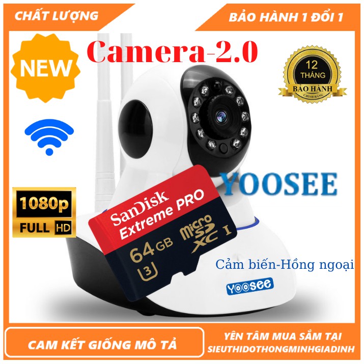 Camera Wifi Yoosee 3 râu 2.0 - Full HD 1080P kèm thẻ nhớ 32GB Chính hãng