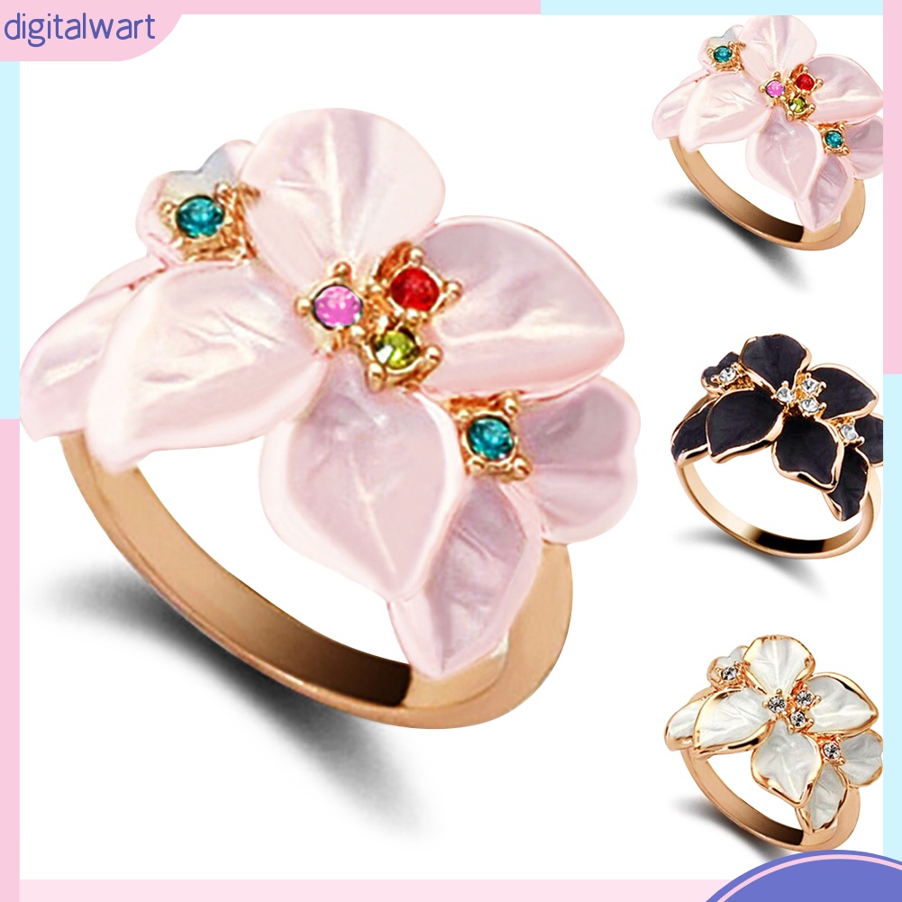 Nhẫn hợp kim hình hoa đính đá xinh xắn