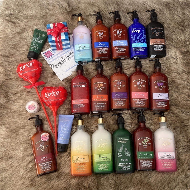 Lotion Sữa dưỡng thể Aromatherapy Bath & Body works Bbw Sleep/Love/Calm/Energy/Relax/Passion/Thankful/... 192ml