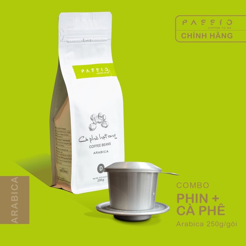 COMBO cà phê Arabica nguyên chất 100% rang mộc (250g) + Phin nhôm cao cấp - Passio Coffee