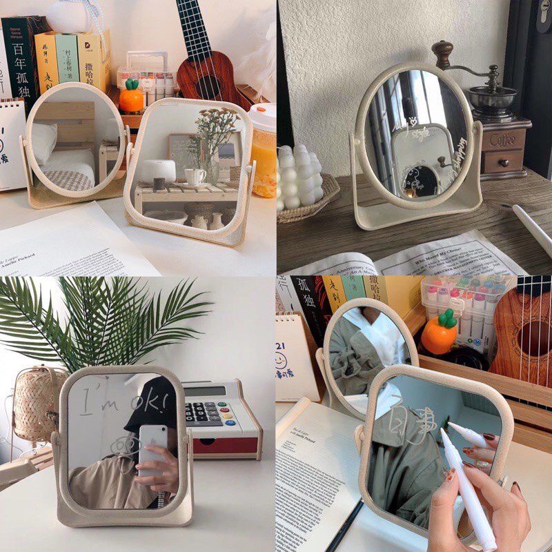 Gương trang điểm để bàn,gương xoay 360"