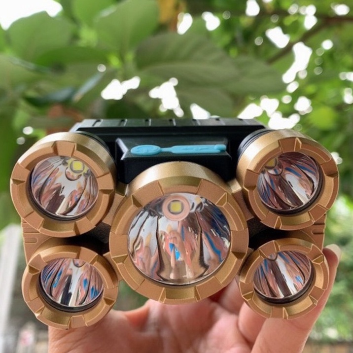 [FREESHIP❤️] Đèn Pin Siêu Sáng Đội Đầu 5 Mắt Loại Mới Bóng To Chống Nước IPX7 Bảo Hành 12 Tháng