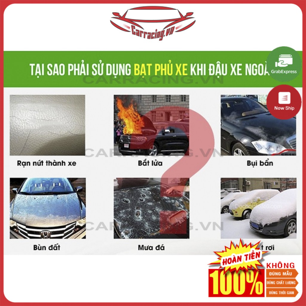 Bạt Phủ Xe Ô Tô CARRACING TAH03 Bạt Phủ Ô Tô Chống Nắng 3 Lớp 🌦️Nắng mưa bụi bẩn🌦️ 4 chỗ , 5 chỗ , 7 chỗ , bán tải | BigBuy360 - bigbuy360.vn