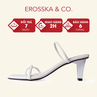 Dép cao gót thời trang Erosska xỏ ngón phối dây cao 8cm màu trắng _ EM072