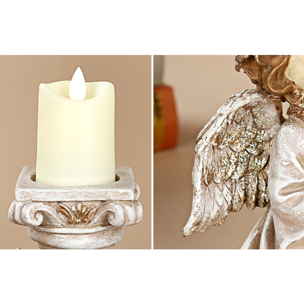 Chân nến tượng phục hưng trang trí cổ điển bắc âu thắp nến điện tử để bàn làm việc,bàn tiệc,phòng khách