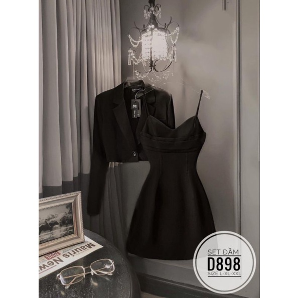 Set big size váy dây và áo khoác vest từ 60kg-90kg