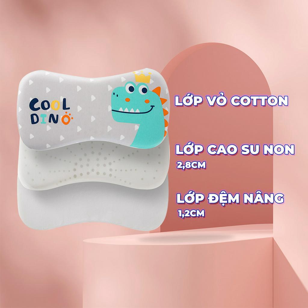 Gối cao su non cho bé từ 1 đến 12 tuổi 2 lõi tùy chỉnh độ cao mềm mại chống lệch xương cổ,chống ngạt,chống mỏi vai gáy
