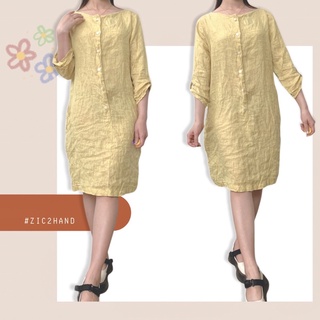 Đầm 2hand chất Đũi màu vàng