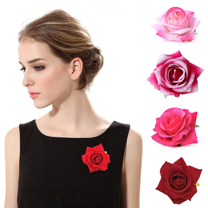 Kẹp Tóc Hình Hoa Hồng Phong Cách Lolita