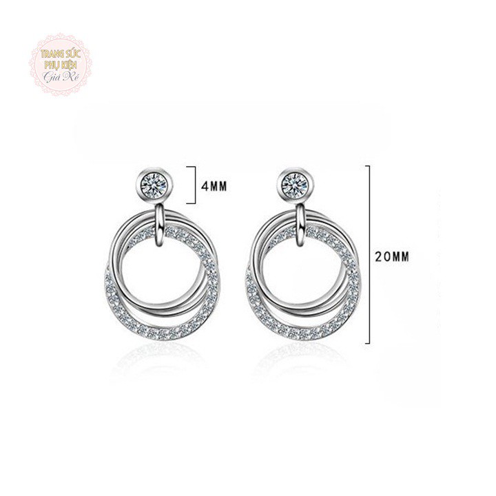 Bông tai nữ style Hàn, siêu xinh bạc ý S925 - HT234