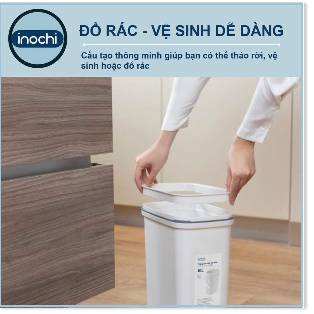 Thùng Rác Nhựa Nắp Lật Inochi 10 Lít Rất Đẹp Làm Sọt Rác Văn Phòng, Khách Sạn, Đựng Rác Gia Đình, Để Bàn Trong Nhà