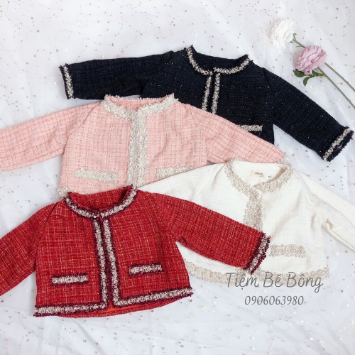 Áo Khoác Dạ Tweed 4 Màu Diệu Đà Cho Bé gái