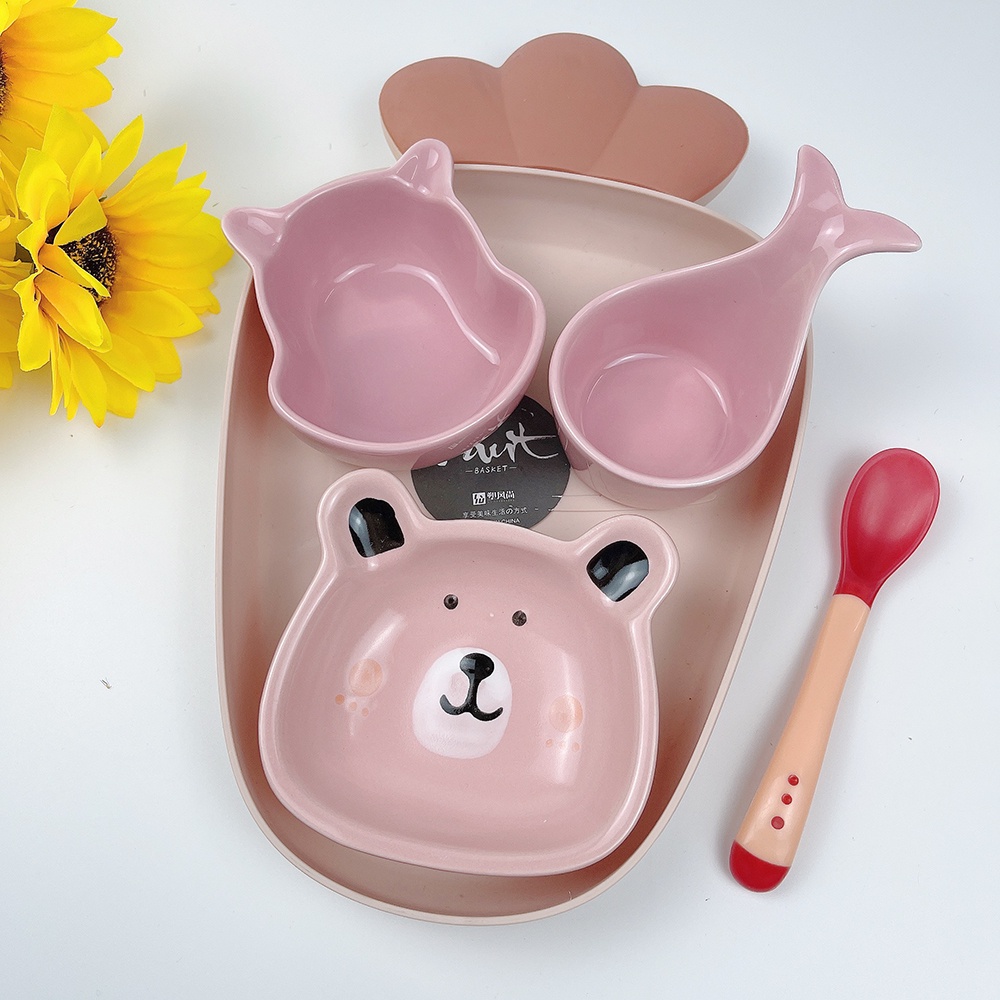 Bát ăn dặm cho bé hình hoa quả động vật cute đáng yêu dung tích 30- 350ml chất liệu gốm sứ cao cấp Minababyvn