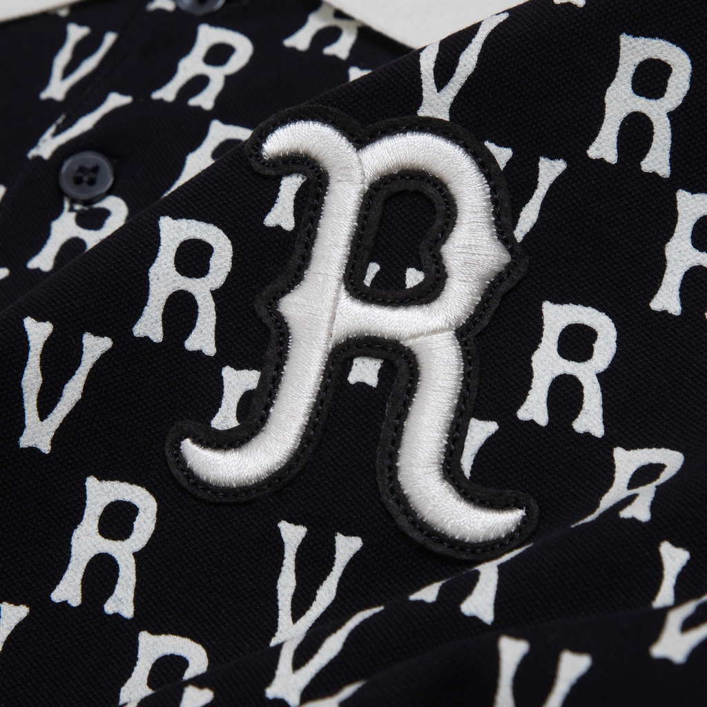 Áo Polo Nam Magu Đen Monogram Cotton Cao Cấp Mát Mẻ, Mềm, Mịn,Phong Cách,Sang Trọng - REVVOUR
