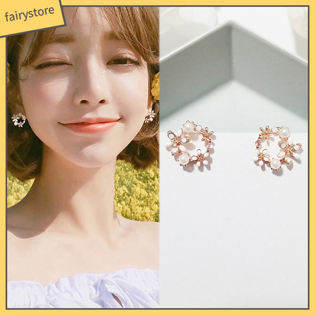 Khuyên Tai Nữ Kiểu Trang Trí Họa Tiết Phong Cách Hàn Quốc