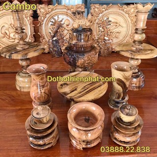 Combo bộ đồ thờ gỗ bông lau 9 món rất đẹp
