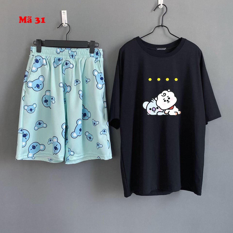 Bộ quần hoạt hình ELMO + Áo thun unisex form rộng tay lỡ | BigBuy360 - bigbuy360.vn