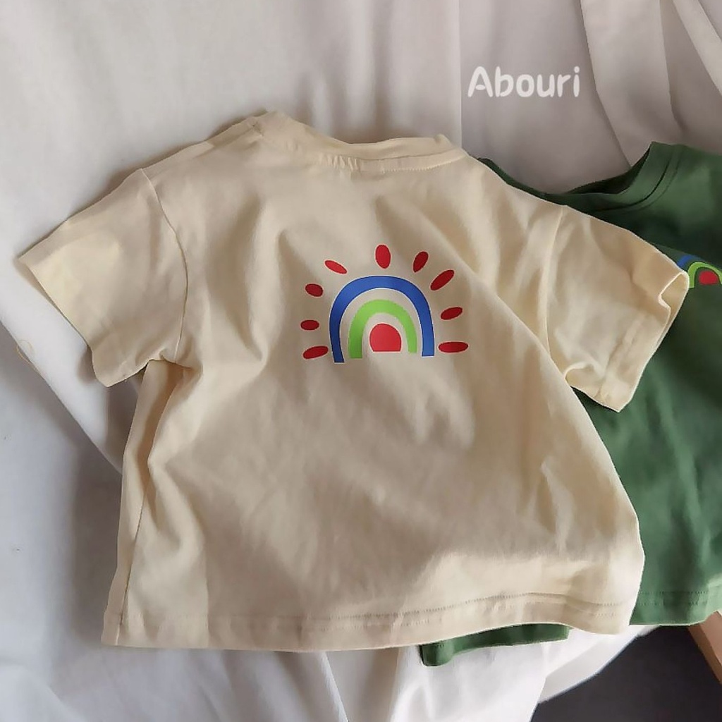 Áo thun cotton tay ngắn dáng rộng in họa tiết phong cách hàn quốc thời trang dành cho bé